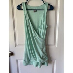 Y2K Vanity Mint Green Wrap Blouse Medium‎ Sleeveless M Top Shirt